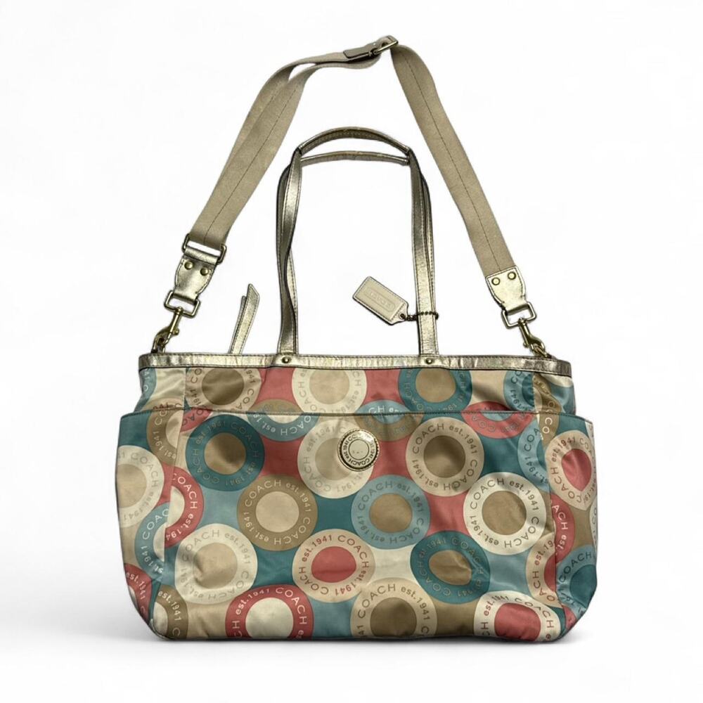 Coach Vintage Large Poppy Tote Purse - Bag Very Colorful Storage compartments